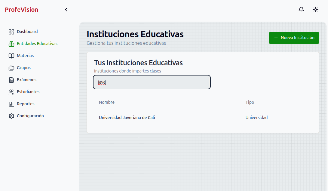 Búsqueda de instituciones