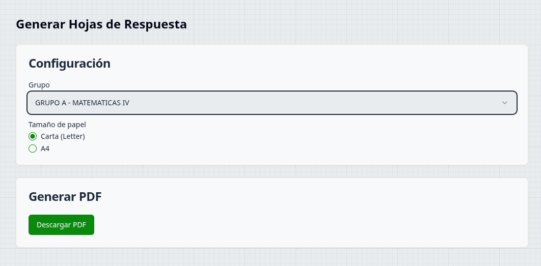 Generar Formatos de Preguntas por Grupo