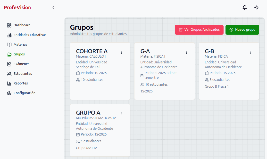 Lista de grupos