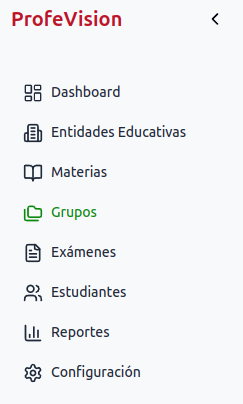 Navegación al módulo de Grupos