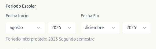 Configuración de periodo escolar